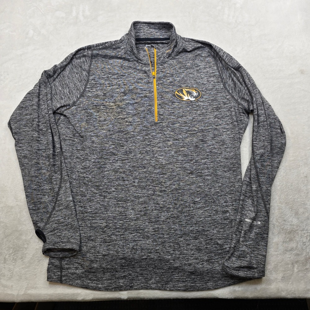 Nike Dri-FIT Missouri Tigers Quarter Zip Pullover Shirt Mens 2XL Gray Athletic - Picture 2 of 12